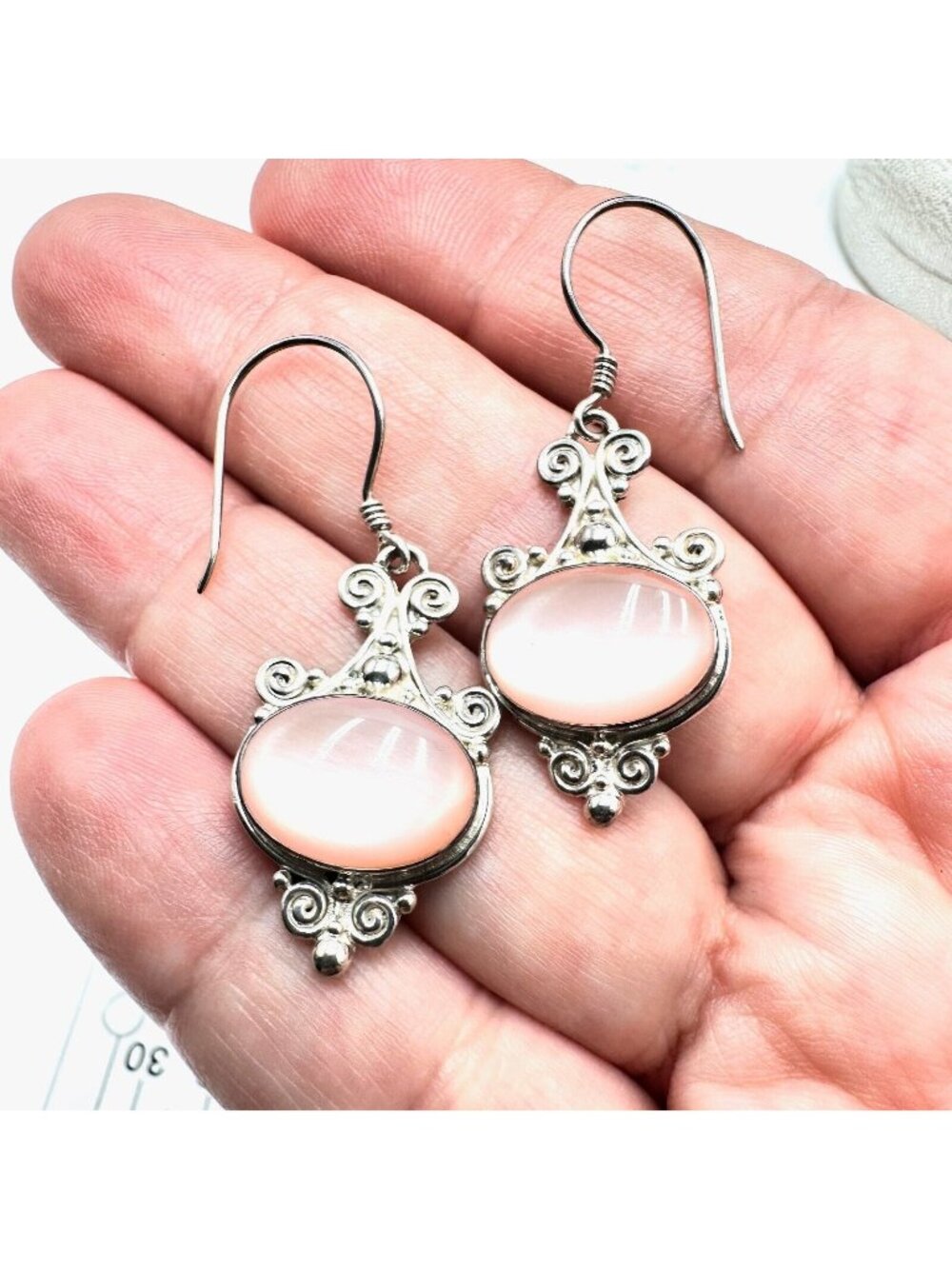 Sajen Womens Earrings Sterling Silver Pink Pearl Chandelier Pierced Designer